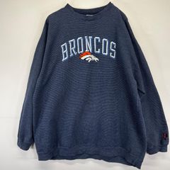 NFL デンバーブロンコス フリース XL 太アーム 刺繍 デカロゴ ネイビー 