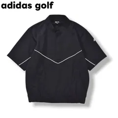 【美品】 アディダス ゴルフ adidas golf 半袖 ハーフジップ シャツ ジャージ スニードジャック メッシュ 切替 ベンチレーション L ブラック スポーツ カジュアル ウェア メンズ