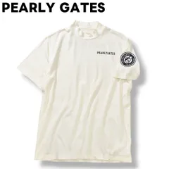 パーリーゲイツ PEARLY GATES モックネック 半袖 ロゴプリント ストレッチ Tシャツ カットソー ゴルフウェア タウンユース 普段使い 6 ホワイト メンズ