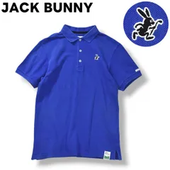 ジャックバニー バイ パーリーゲイツ JACK BUNNY BY PEARLY GATES ダブルネーム デザイン 刺繍 ロゴ 半袖 ポロシャツ 鹿の子 サイドシーム 4 ブルー ゴルフ カジュアル ウェア メンズ