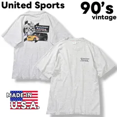 90s ヴィンテージ USA製 ユナイテッド スポーツ United Sports アメリカン レーシング カスタム ホイール プリント Tシャツ シングルステッチ XL 霜降りグレー メンズ