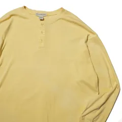 90's バナナリパブリック ヘビーウェイトコットン ヘンリーネック Tシャツ 長袖 XL 黄色 ロンT 無地 フライス地 バナリパ 旧タグ オールド アメリカ古着 USED ビンテージ ヴィンテージのサムネイル