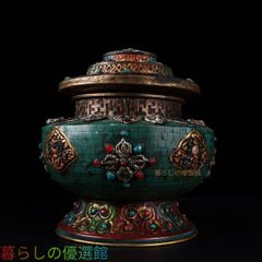 [Elegant] Pure Copper Jewelry Eight Treasure Tin Crafts Artwork Ornament Chinese Antique GD429