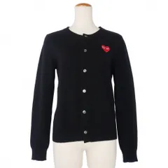 プレイコムデギャルソン PLAY COMME des GARCONS ハートワッペン ニット カーディガン 長袖 M 黒 ブラックのサムネイル