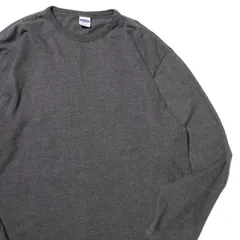 00's オールドネイビー クルーネック コットン Tシャツ 長袖 (XXL) 霜降り濃灰 無地 ロンT バインダーネック 00年代 旧タグ ギャップ GAP アメリカ古着 USED ビンテージ ヴィンテージのサムネイル