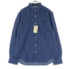 未使用 MUJI 無印良品 ストライプ柄 長袖 コットンシャツ L ブルー メンズ 古着