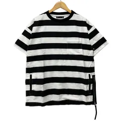 MINEDENIM マインデニム 2008-4002-07-022 左裾ジップ付き ボーダー 半袖Ｔシャツ ブラック サイズ 2 正規品 / 54875のサムネイル