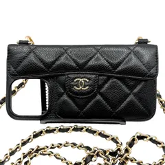 CHANEL　シャネル　 iPhoneケース　iPhone15 Pro Max 対応　マトラッセ　キャビアスキン　ブラック　チェーンショルダー　スマホショルダー　肩掛け　斜め掛け　首掛け　ハイブランド　ロゴ　レディース　ココマーク　付属品完備　dn1のサムネイル