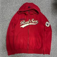 人気L✨️MLB レッドソックス フルジップパーカー ビッグロゴ 刺繍 赤 
