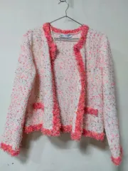 ザラ ツイード ピンク カーディガン