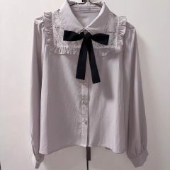 スウィングル＊新品未使用＊五分袖フラワーレース襟パールボタン 