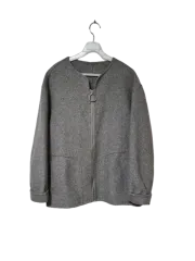 ボニパクハンドメイド正規品レディース秋冬用オーバーサイズレディースラウンドネックウールジップアップジャケット85