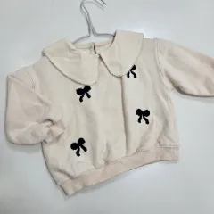 ザラ 3y 98 アイボリー リボン カラ スウェット