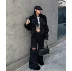 ムードラベル ヴィンテージウォッシュ ワイドダメージ デニムパンツ