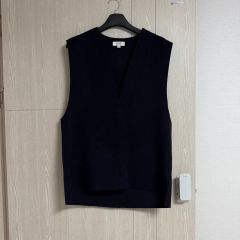 25SS スピックアンドスパン リネンブレンドツイードベスト Vネック