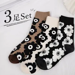 大人気！花柄 ソックス 靴下  3足set