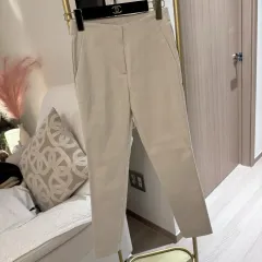 スリム コットン ストレート スラックス パンツ S