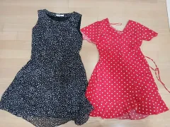 レッド水玉ラップ ワンピースS