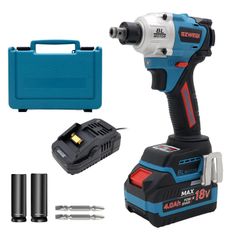 1/2 1/4 インチ インパクトドライバー BL350-2 ブルーセット、18V 4.0