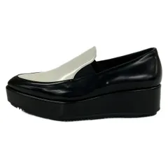 PRADA(プラダ) ローファー 36 1/2 レディース - 黒×白 プラットフォーム レザー