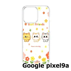 【新品未使用】Google pixel9a クリア ハードケース (三匹の猫)猫 可愛い ゆるかわ イラスト お花 フラワー 韓国 おしゃれ cl-cat8-pixel9a-449