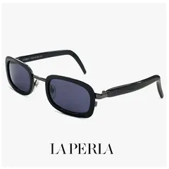 【未使用品】 La Perla ラペルラ サングラス spe503-700 レディース メンズ ユニセックスモデル スクエア 型 セル巻き フレーム イタリア製 黒縁 黒ぶち ブラック カラーのサムネイル
