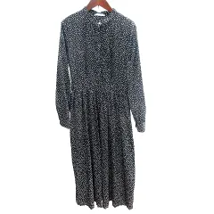 テチチ Te chichi TERRASSE シャツワンピース ロング プリーツ ドット 長袖  黒 ブラック /AU