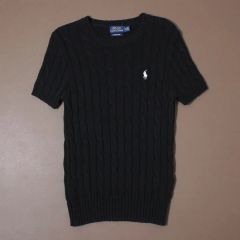 Polo Ralph Lauren ケーブルニット 半袖 LG 黒 現行QRタグ - メルカリ