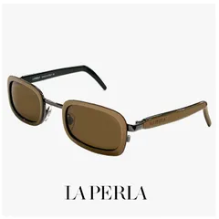【未使用品】 La Perla ラペルラ サングラス spe503-t27 レディース メンズ ユニセックスモデル スクエア 型 セル巻き フレーム イタリア製 マットゴールド カラーのサムネイル