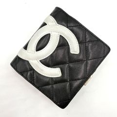 CHANEL シャネル カンボンライン 二つ折り財布 がま口 ブラック/ピンク