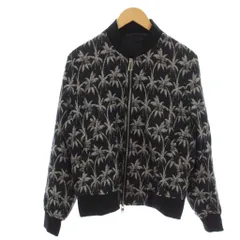 ピーエスポールスミス PS Paul Smith ジャケット 上着 麻 リネン M 黒 ブラック パームツリー柄 スタンドカラー 長袖 /KGのサムネイル