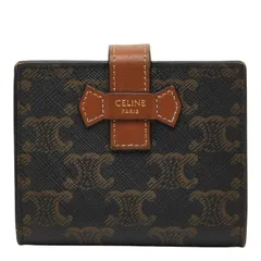 セリーヌ マカダム 二つ折り財布 ブラウン PVC レディース CELINE【1-0265550】