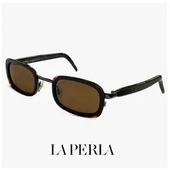 【未使用品】 La Perla ラペルラ サングラス spe503-722 レディース メンズ ユニセックスモデル スクエア 型 セル巻き フレーム イタリア製 べっ甲 柄 デミブラウン カラーのサムネイル