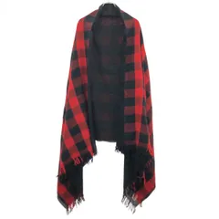 Y's Yohji Yamamoto ワイズ ヨウジヤマモト バイカラーチェックフリンジストール YV-L04-193 ブラック×レッドのサムネイル