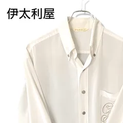 伊太利屋 イタリヤ ホワイト レディース トップス 長袖 シャツ ブラウス GKロゴ 金ボタン オーバーサイズ ビンテージ【9号サイズ】Mサイズ相当 207TYのサムネイル