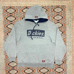 ディッキーズ 文字ロゴ グレー 起毛 フード付きTシャツ メンズ XL