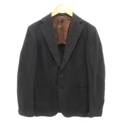 ブリッラ ペル イル グスト Brilla per il gusto ザニエリサッカーチェックジャケット 2B 半裏 44 紺 ネイビー 茶 ブラウン /YJ ■GY62のサムネイル