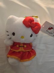 ハローキティ チャイナドレス ぬいぐるみ キーチェーン マスコット 希少】ハローキティ チャイナドレス ぬいぐるみ（ゴールド／イエロー