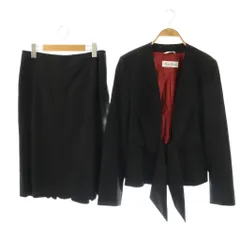 マックスマーラ MAX MARA 白タグ ジャケット ノーカラー スカート 膝丈 ストライプ セットアップ 42 ブラック /HK ■OSのサムネイル