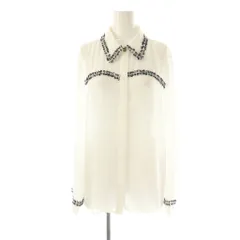ザラ ZARA ツイード装飾ブラウス 長袖 M ホワイト /HK ■OS ■SH