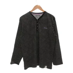マリクレール MARIE CLAIRE オム homme Tシャツ ロンT カットソー L 黒 ブラック ボーダー柄 ヘンリーネック 長袖 /NU ■ECF001のサムネイル