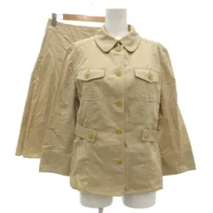 バーバリー ロンドン BURBERRY LONDON セットアップ ジャケット ステンカラー 七分袖 42 プリーツスカート 38 ミディ丈 ベージュ  /ML ■GY06のサムネイル