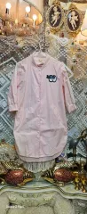 ピンクの目玉パッチ ロング シャツジャケット