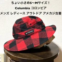 ちょい小さめS〜Mサイズ！Columbia コロンビア 古着フランネルバケットハット 赤黒バッファローチェック メンズ レディース 帽子 ハット アウトドア アメカジ古着