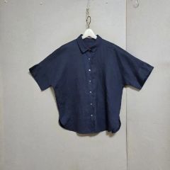 今期リネンブレンドハーフスリーブヘムギャザーシャツ - メルカリ