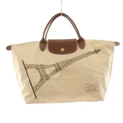 ロンシャン LONGCHAMP トートバッグ ハンドバッグ 総柄 プリント ナイロン レザー ベージュ /KU
