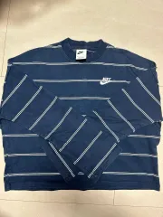 ナイキ ストライプ クロップド 長袖 Tシャツ ネイビー s