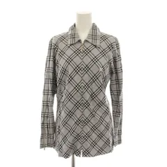 バーバリー ロンドン BURBERRY LONDON 長袖 シャツ ジップアップ チェック L グレー 青 黒 /YM ■ECD001
