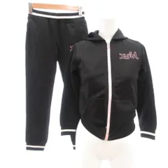 エックスガール x-girl 美品 ジャージ上下セット 7T(130cm) 黒 ブラック ピンク フード付き 長袖 長ズボン /IL ■ECG003のサムネイル