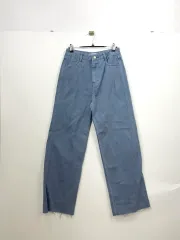 (レディース 58-90) アモーメント ブルー スカイ ワイドフィット コットン パンツ 0414-0